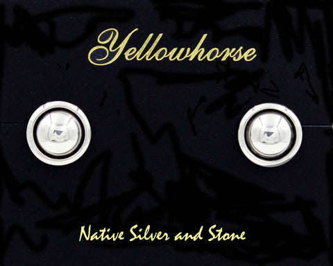 Z Artie Yellowhorse - Navajo<br>1/2" Earrings<br>Shadowbox<br>10mm Silver Dome<br>Post<br>Sterling All-Silver