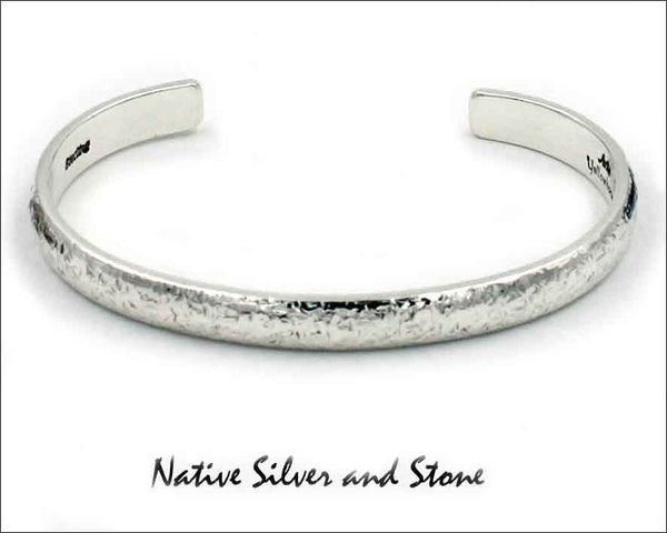Z Artie Yellowhorse - Navajo<br>1/4"  Bracelet Cuff<br>Hammered<br>Sterling Silver<br>Size 6-1/4 (Small-Medium)