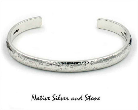 Z Artie Yellowhorse - Navajo<br>1/4"  Bracelet Cuff<br>Hammered<br>Sterling Silver<br>Size 6-1/4 (Small-Medium)