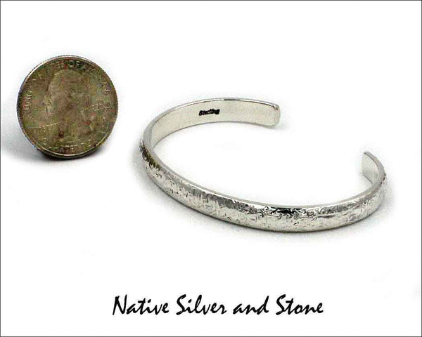 Z Artie Yellowhorse - Navajo<br>1/4"  Bracelet Cuff<br>Hammered<br>Sterling Silver<br>Size 6-1/4 (Small-Medium)