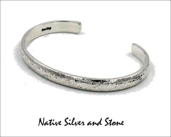 Z Artie Yellowhorse - Navajo<br>1/4"  Bracelet Cuff<br>Hammered<br>Sterling Silver<br>Size 6-1/4 (Small-Medium)