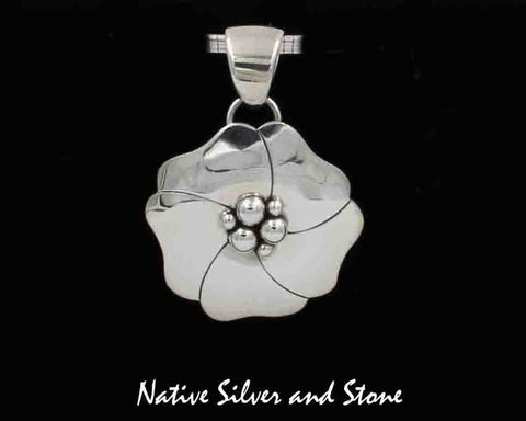 Z Artie Yellowhorse - Navajo<br>1-3/8"  Pendant<br>Size 3   Medium-Large<br>Dogwood Blossom/Flower 6B<br>Original Design<br>Sterling Silver