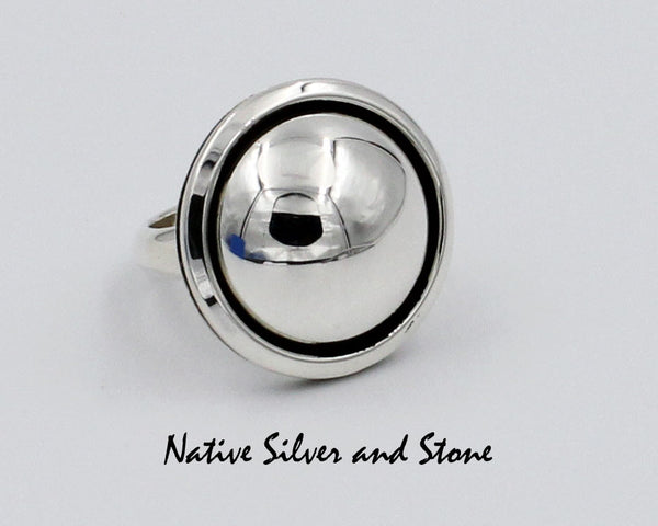 Artie Yellowhorse - Navajo<br>1" Ring<br>X Large 20mm Domed Shadowbox<br>Sterling Silver<br>Sizes: 7
