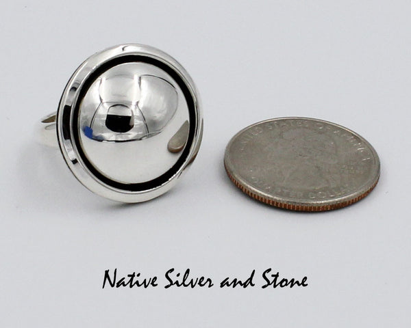 Artie Yellowhorse - Navajo<br>1" Ring<br>X Large 20mm Domed Shadowbox<br>Sterling Silver<br>Sizes: 7