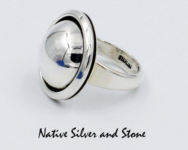 Artie Yellowhorse - Navajo<br>1" Ring<br>X Large 20mm Domed Shadowbox<br>Sterling Silver<br>Sizes: 7