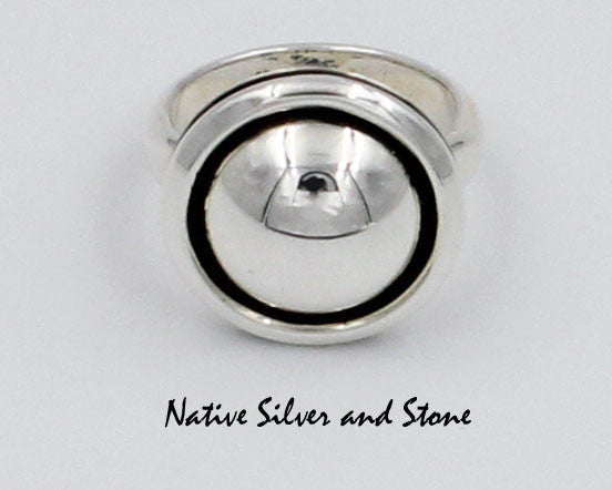 Z Artie Yellowhorse - Navajo<br>3/4" Ring<br>Medium Domed Shadowbox<br>Sterling Silver<br>Sizes Available: