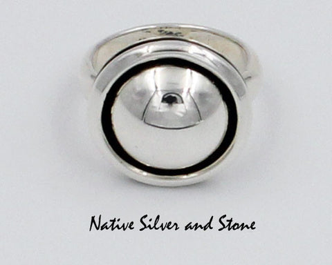 Z Artie Yellowhorse - Navajo<br>3/4" Ring<br>Medium Domed Shadowbox<br>Sterling Silver<br>Sizes Available: