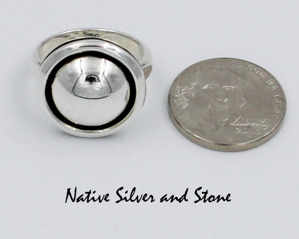 Z Artie Yellowhorse - Navajo<br>3/4" Ring<br>Medium Domed Shadowbox<br>Sterling Silver<br>Sizes Available:
