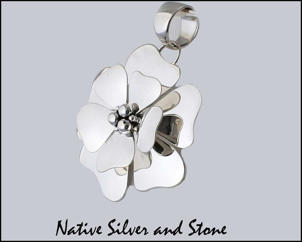 Z Artie Yellowhorse - Navajo<br>1-7/8" Pendant<br>3D Dogwood Blossom (Large)<br>Sterling Silver