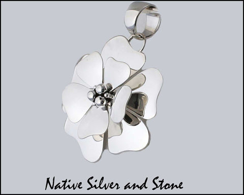 Z Artie Yellowhorse - Navajo<br>1-7/8" Pendant<br>3D Dogwood Blossom (Large)<br>Sterling Silver