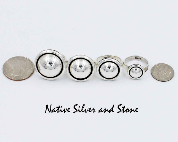 Artie Yellowhorse - Navajo<br>1-1/16" Ring<br>XX Large 22mm Domed Shadowbox<br>Sterling All-Silver<br>Sizes: 8
