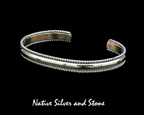 Z Franklin & Verna Tahe, Navajo<br>1/4"  Bracelet Cuff<br>12k Gold Fill & Sterling Silver<br>Domed Center Bar & Twist Wire Flanks<br>Size: 6-1/8" Small-Medium