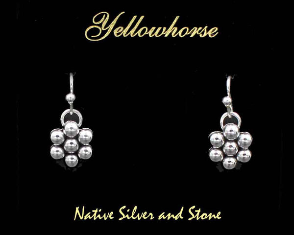 Z Artie Yellowhorse - Navajo<br>1/2" Earrings<br>Circles<br>7 Medium Beads<br>Hook<br>Sterling Silver