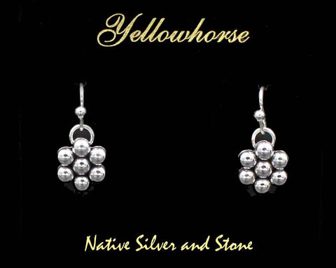 Z Artie Yellowhorse - Navajo<br>1/2" Earrings<br>Circles<br>7 Medium Beads<br>Hook<br>Sterling Silver