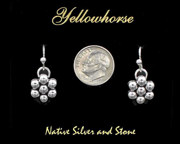 Z Artie Yellowhorse - Navajo<br>1/2" Earrings<br>Circles<br>7 Medium Beads<br>Hook<br>Sterling Silver