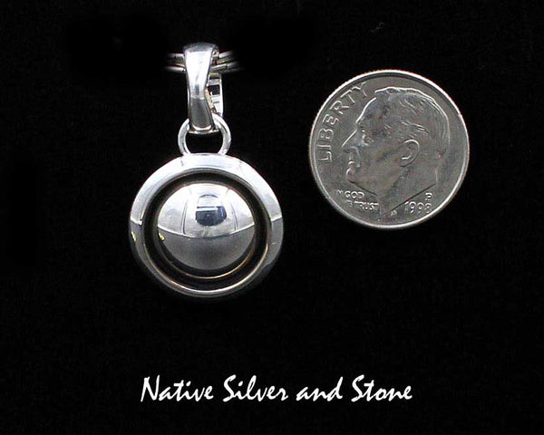 Z Artie Yellowhorse - Navajo<br>11/16" Pendant<br>12mm Domed<br>Shadowbox<br>Sterling Silver