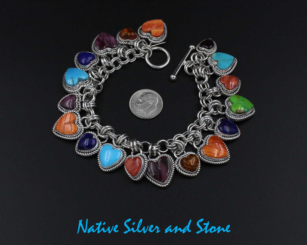 Z Artie Yellowhorse - NavajoBLMIXDTBracelet - Link18 Hearts