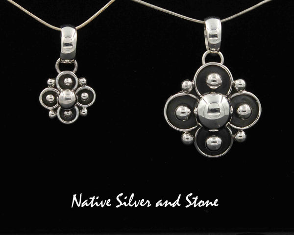 Z Artie Yellowhorse - Navajo<br>1" Pendant<br> 4 Leaf Clover/Flower 1" - Large<br>Shadowbox<br>Sterling Silver 0917