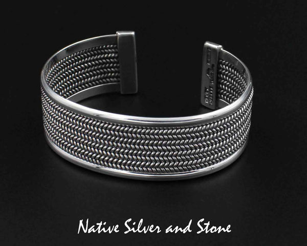 Z Artie Yellowhorse - Navajo<br>BTWAS8<br>13/16" Bracelet Cuff<br>8 Rows of Twists<br>Sterling Silver<br>Size 6-3/8 (Small-Medium)