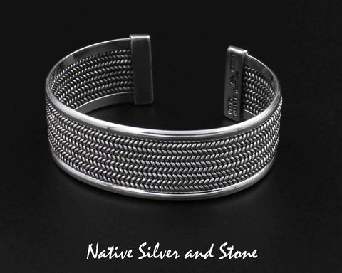 Z Artie Yellowhorse - Navajo<br>BTWAS8<br>13/16" Bracelet Cuff<br>8 Rows of Twists<br>Sterling Silver<br>Size 6-3/8 (Small-Medium)