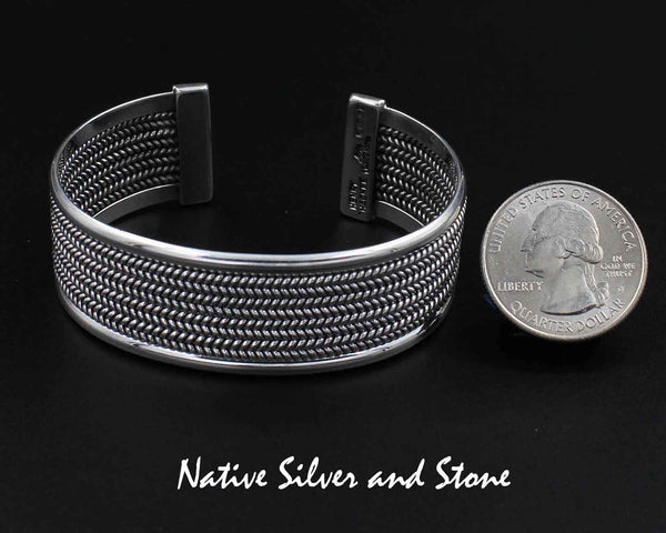 Z Artie Yellowhorse - Navajo<br>BTWAS8<br>13/16" Bracelet Cuff<br>8 Rows of Twists<br>Sterling Silver<br>Size 6-3/8 (Small-Medium)