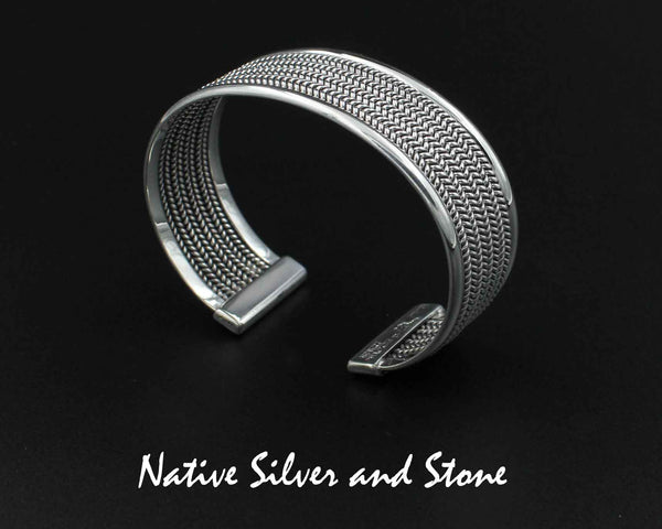 Z Artie Yellowhorse - Navajo<br>BTWAS8<br>13/16" Bracelet Cuff<br>8 Rows of Twists<br>Sterling Silver<br>Size 6-3/8 (Small-Medium)