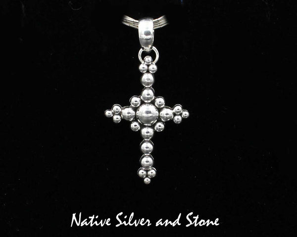 Z Artie Yellowhorse - Navajo<br>1-1/2" Pendant<br>Beaded Cross<br>Sterling Silver