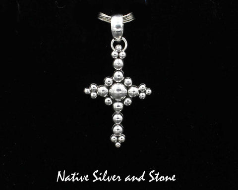 Z Artie Yellowhorse - Navajo<br>1-1/2" Pendant<br>Beaded Cross<br>Sterling Silver