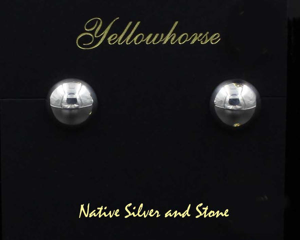 Z Artie Yellowhorse - Navajo<br>1/2" Earrings<br>12mm Silver Dome/Dot<br>Post<br>Sterling All-Silver