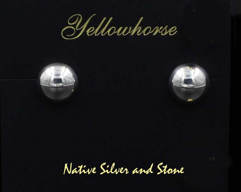 Z Artie Yellowhorse - Navajo<br>1/2" Earrings<br>12mm Silver Dome/Dot<br>Post<br>Sterling All-Silver