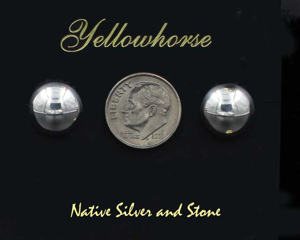 Z Artie Yellowhorse - Navajo<br>1/2" Earrings<br>12mm Silver Dome/Dot<br>Post<br>Sterling All-Silver
