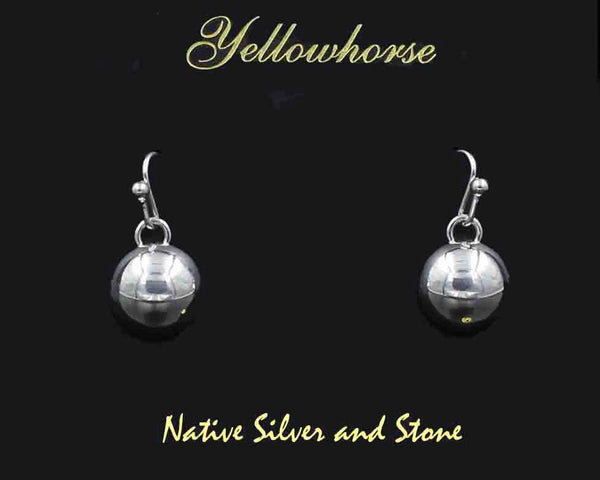 Z Artie Yellowhorse - Navajo<br>1/2" Earrings<br>12mm Silver Dome/Dot Round<br>Hook<br>Sterling All-Silver