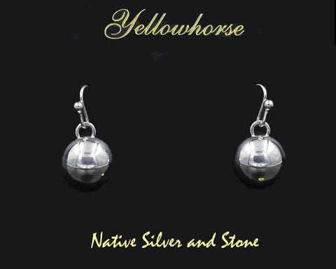 Z Artie Yellowhorse - Navajo<br>1/2" Earrings<br>12mm Silver Dome/Dot Round<br>Hook<br>Sterling All-Silver