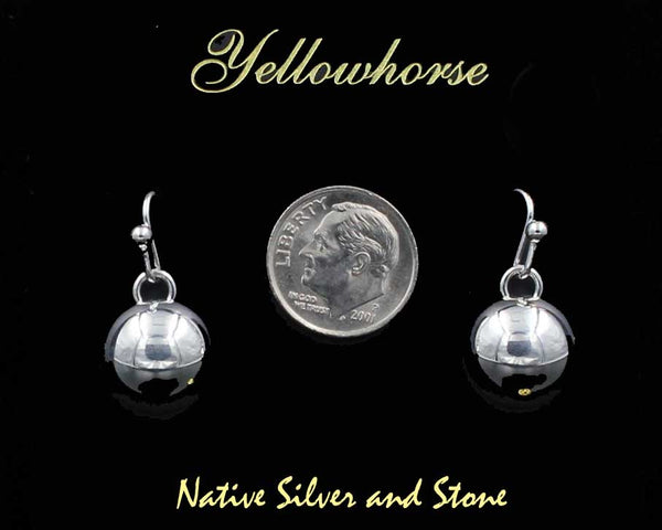 Z Artie Yellowhorse - Navajo<br>1/2" Earrings<br>12mm Silver Dome/Dot Round<br>Hook<br>Sterling All-Silver