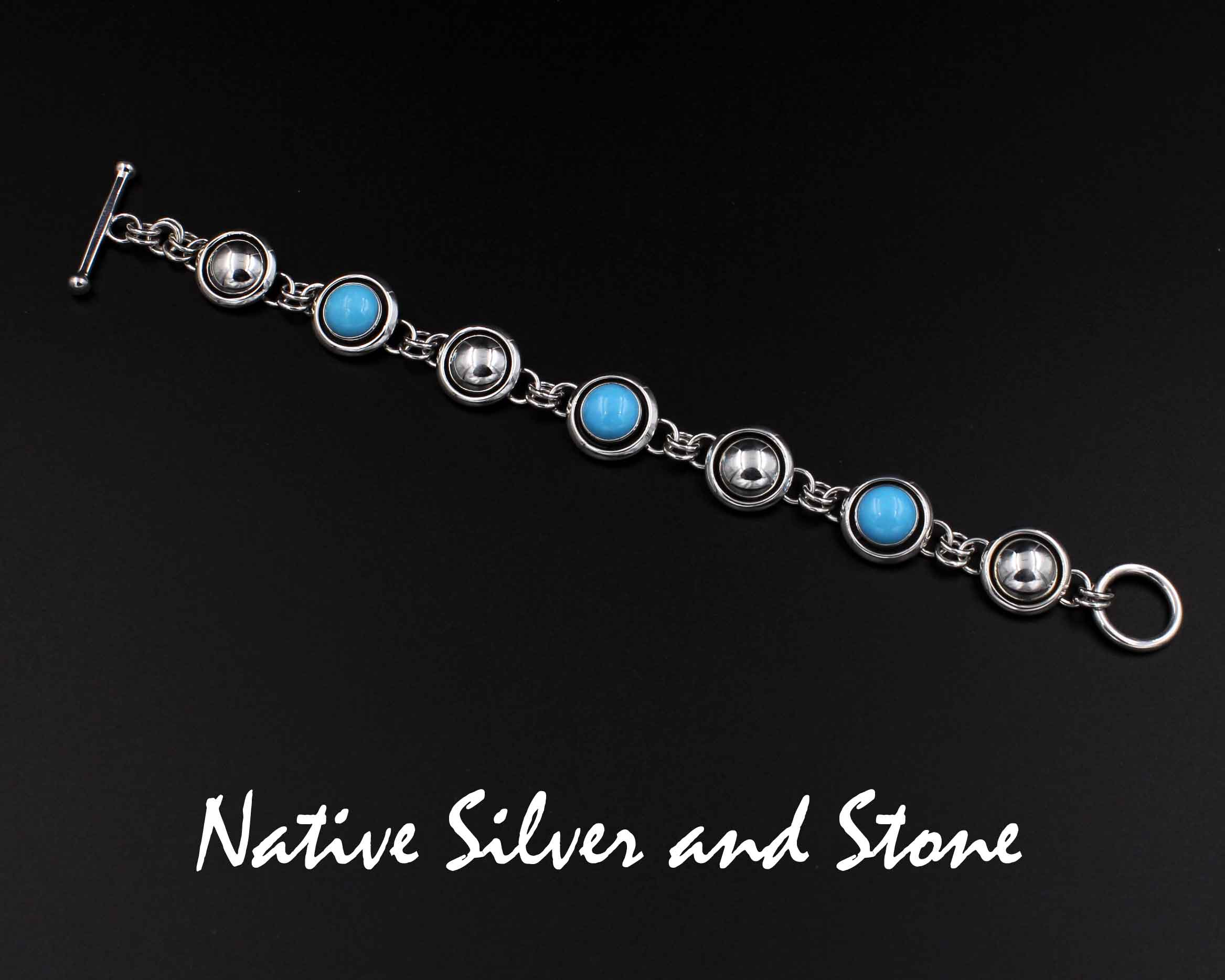 Sleeping Beauty Bracelet  Native American Turquoise Jewelry  Dakota Sky  Stone