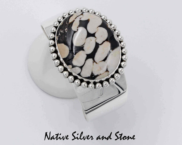 Z Artie Yellowhorse - Navajo<br>1-1/16 Bracelet Cuff <br>Peanut Wood<br>Single Bead<br> Sterling Silver<br> Size 6-5/32 (adjustable)