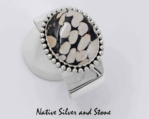 Z Artie Yellowhorse - Navajo<br>1-1/16 Bracelet Cuff <br>Peanut Wood<br>Single Bead<br> Sterling Silver<br> Size 6-5/32 (adjustable)