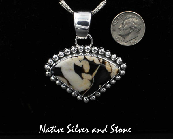 Z Artie Yellowhorse - Navajo<br>1-1/4" Pendant<br>Peanut wood "Pie-Slice"<br>Single Bead<br>Sterling Silver