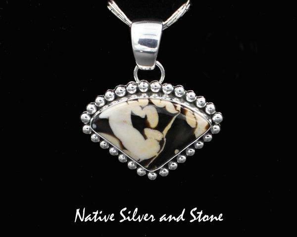 Z Artie Yellowhorse - Navajo<br>1-1/4" Pendant<br>Peanut wood "Pie-Slice"<br>Single Bead<br>Sterling Silver
