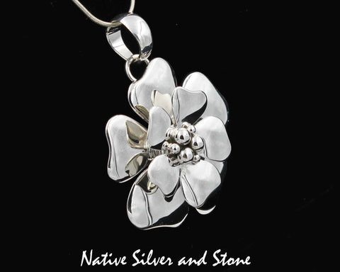 Z Artie Yellowhorse - Navajo<br>1-5/16" Pendant<br>3D Dogwood Blossom 6B (Small)<br>Sterling Silver