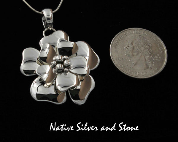 Z Artie Yellowhorse - Navajo<br>1-5/16" Pendant<br>3D Dogwood Blossom 6B (Small)<br>Sterling Silver