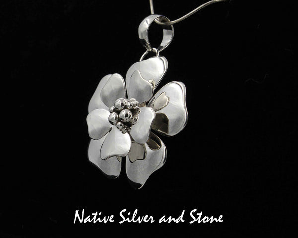 Z Artie Yellowhorse - Navajo<br>1-5/16" Pendant<br>3D Dogwood Blossom 6B (Small)<br>Sterling Silver