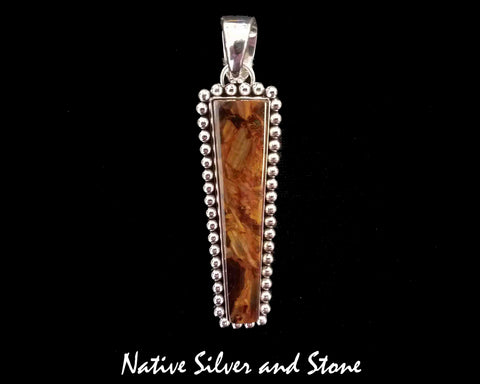 Z Artie Yellowhorse - Navajo<br>Pendant<br>Pietersite-Brown-Gold<br>Rectangle<br>Single Bead<br>Sterling SIlver