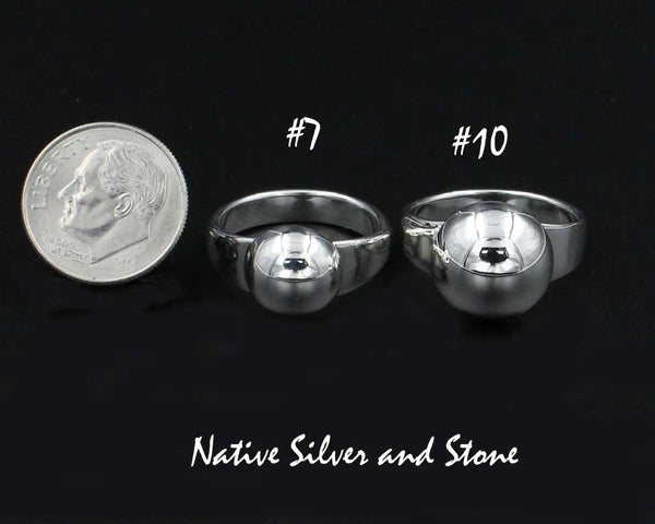 Z Artie Yellowhorse - Navajo<br>7/16" Ring<br>#7 Dome/Dot<br>Sterling Silver<br>Size: 7