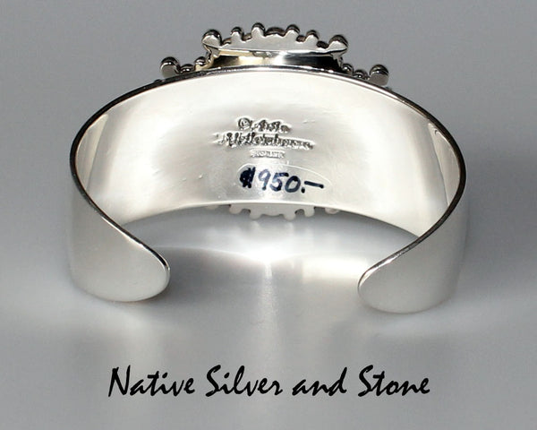 Z Artie Yellowhorse - Navajo<br>BCTTBB<br>Bracelet Cuff<br>Natural Matrix Royston Turquoise<br>with Sterling Silver Beaded Perimeter<br>Size 6-1/2