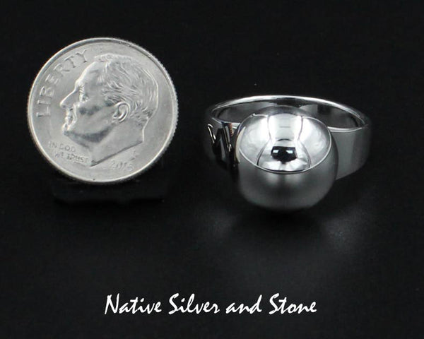 Artie Yellowhorse - Navajo<br>1/2" Ring<br>#10 Dome/Dot<br>Sterling Silver<br>Sizes:<br> 6-1/4, 6-3/4, 7, 7-1/2, 8, 8-1/4, 9-1/4