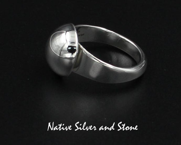 Artie Yellowhorse - Navajo<br>1/2" Ring<br>#10 Dome/Dot<br>Sterling Silver<br>Sizes:<br> 6-1/4, 6-3/4, 7, 7-1/2, 8, 8-1/4, 9-1/4