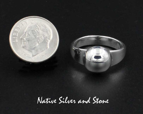 Z Artie Yellowhorse - Navajo<br>7/16" Ring<br>#7 Dome/Dot<br>Sterling Silver<br>Size: 7