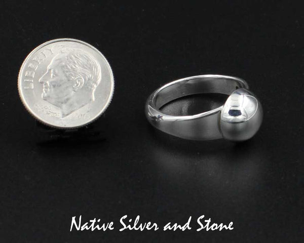 Z Artie Yellowhorse - Navajo<br>7/16" Ring<br>#7 Dome/Dot<br>Sterling Silver<br>Size: 7