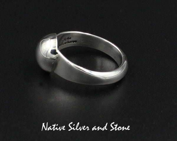 Z Artie Yellowhorse - Navajo<br>7/16" Ring<br>#7 Dome/Dot<br>Sterling Silver<br>Size: 7